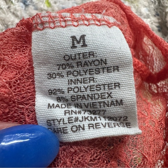 Mudd Y2K Lace Tank Top. Size: Medium. Color: Coral. - Picture 6 of 6